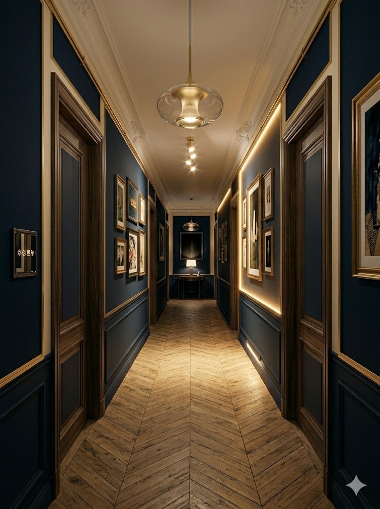 Couloir avec détection de présence et éclairage LED indirect