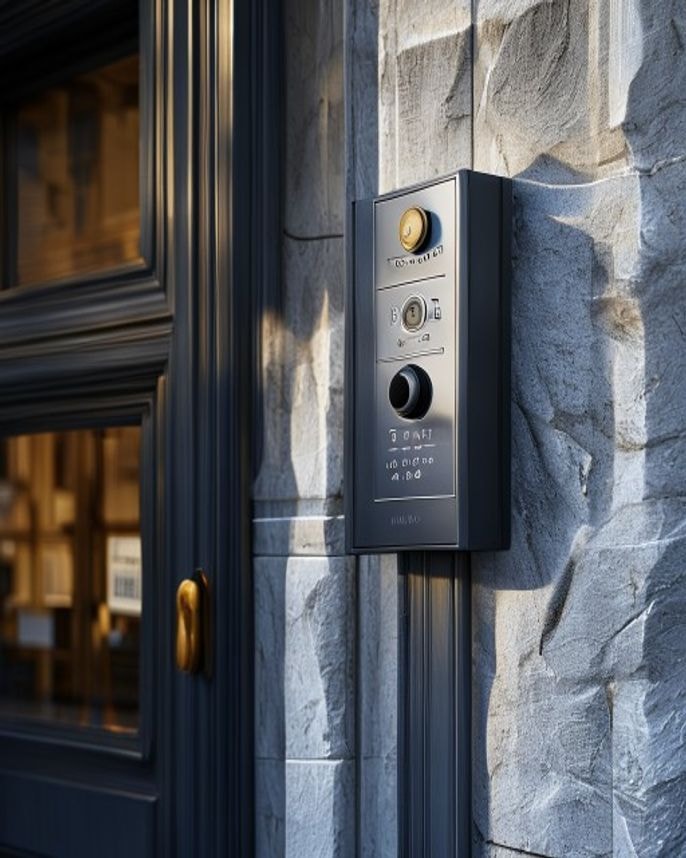 Interphone vidéo IP installé dans hall d'immeuble à Vénissieux