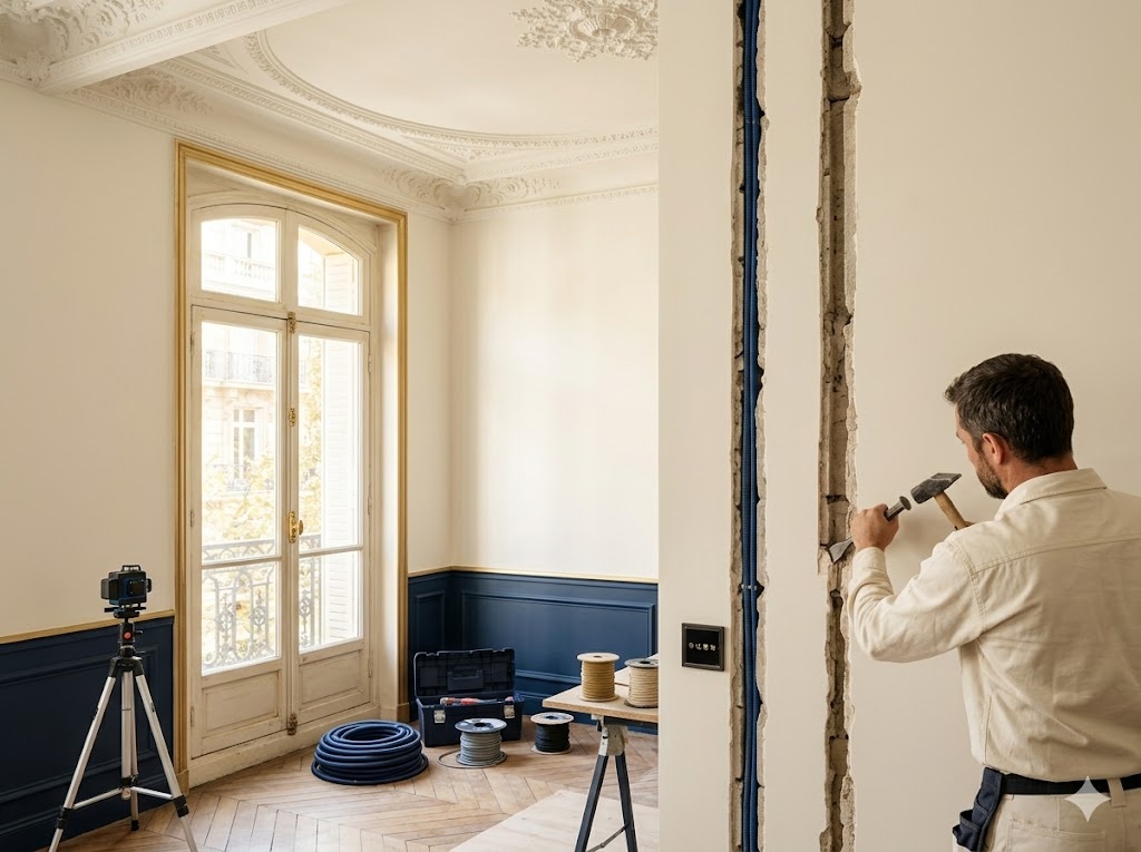 Rénovation complète d'un appartement haussmannien Lyon 2 avec câblage neuf